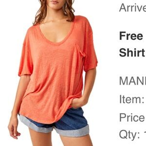 Free People Mandarin Linen & Cotton Tee